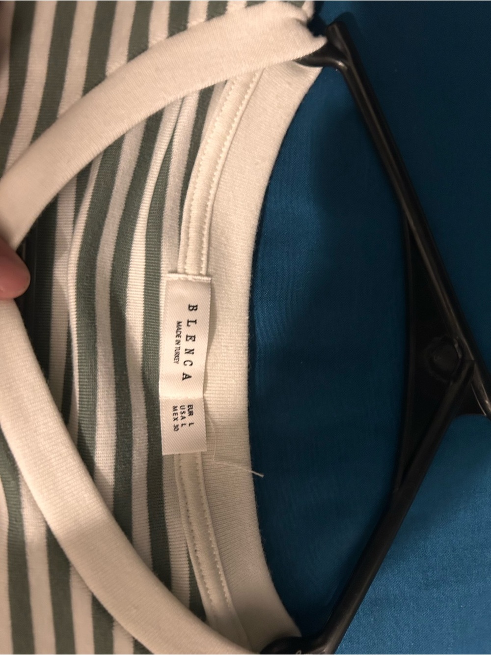 Everyday Striped Crewneck Long Sleeve Tee - Green/White - Picture 2 of 3